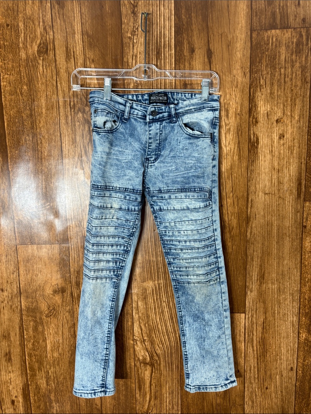 Parish Nation Kids Light Wash Moto Skinny Jeans